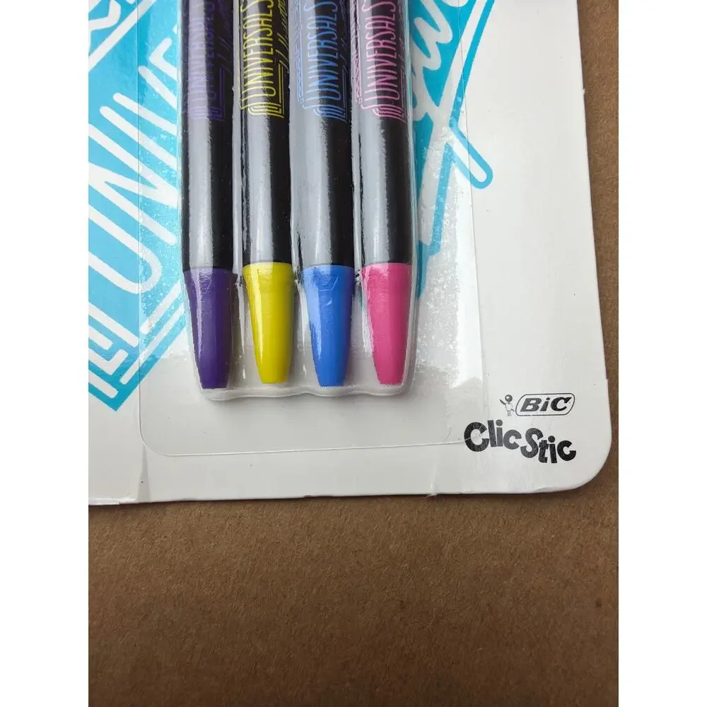 BIC Clic Stic Pens 4 Pack Universal Studios Hollywood Souvenir Retro Black Ink
